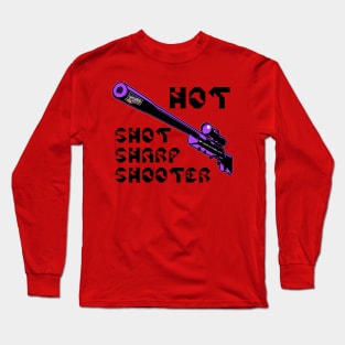 Hot Shot Sharp Shooter, v. Code Purple Blk Text Long Sleeve T-Shirt